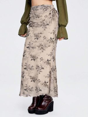 2024 Vintage Floral Bodycon Maxi Skirt Me8