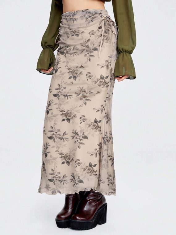 2024 Vintage Floral Bodycon Maxi Skirt Me8