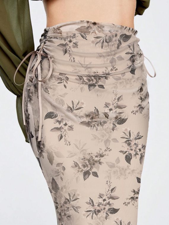 2024 Vintage Floral Bodycon Maxi Skirt Me8